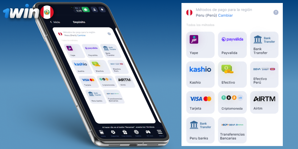 Realizar una apuesta en la app 1win Perú